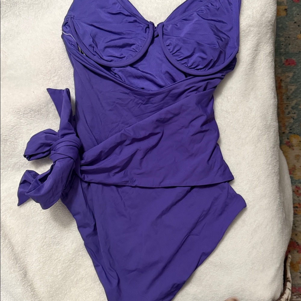 Onia Purple Wrap Waist Swimsuit - Picture 7 of 9